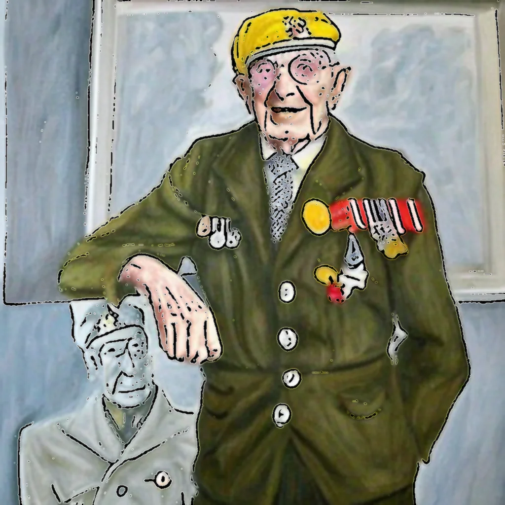 Artistic representation for Basildon D - Day hero Don Sheppard dies at the age of 104.