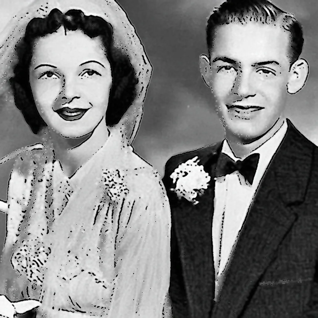 Artistic representation for Tragedy as inseparable couple married for 68 years die within hours of each other.